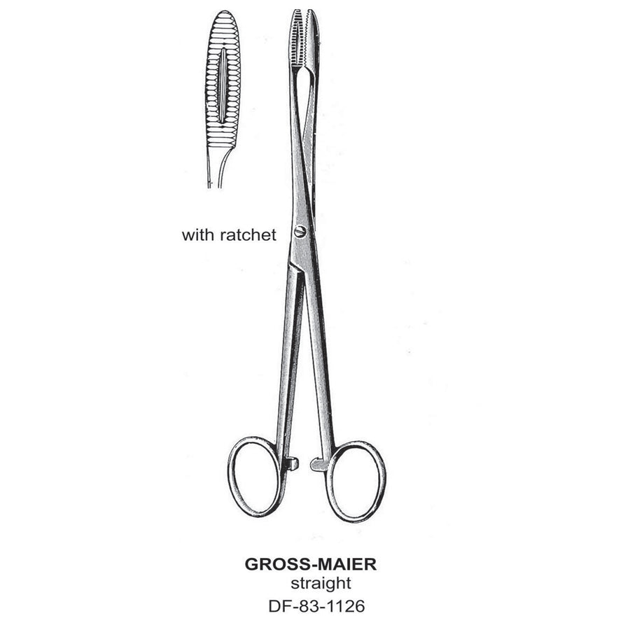 Gross-Maier Forceps, Straight, With Ratchet, 20cm (DF-83-1126) by Dr. Frigz