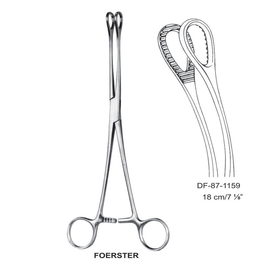 Foerster Sponge Forceps, Curved, Serrated, 18cm (DF-87-1159) by Dr. Frigz