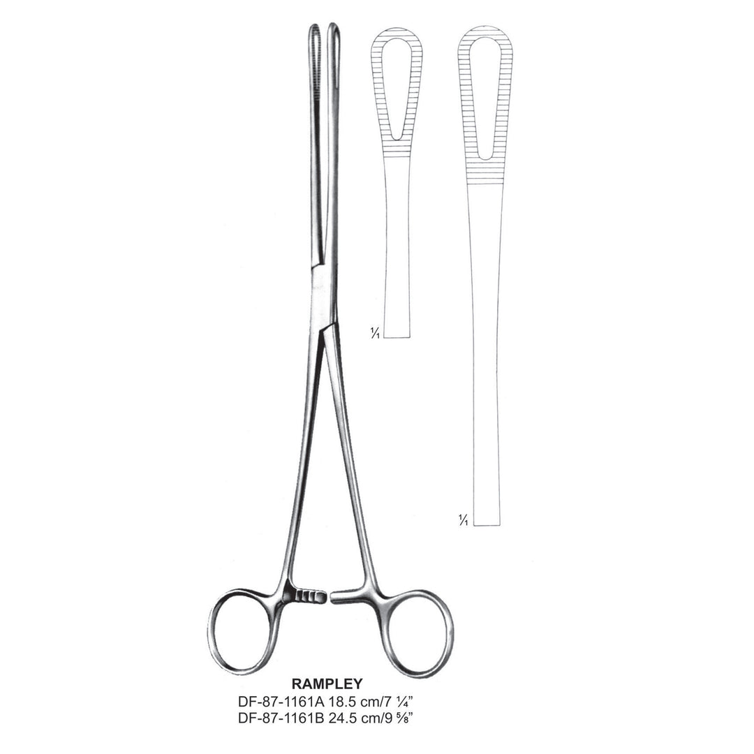 Rampley Sponge Forceps, Straight, Serrated, 18.5cm (DF-87-1161A) by Dr. Frigz