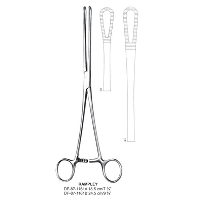 Rampley Sponge Forceps, Straight, Serrated, 18.5cm (DF-87-1161A)