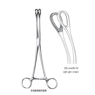 Foerster Sponge Forceps, Curved, Serrated, 25cm (DF-87-1161)