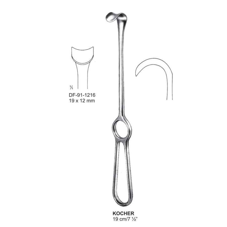 Kocher Retractors 19X12mm , 19cm  (DF-91-1216) by Dr. Frigz