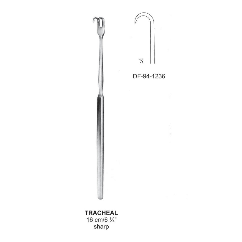 Tracheal Retractors Small Curve, 1 Prong Sharp 16cm  (DF-94-1236) by Dr. Frigz
