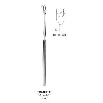 Tracheal Retractors Small Curve, 3 Prong Sharp 16cm  (DF-94-1238) by Dr. Frigz