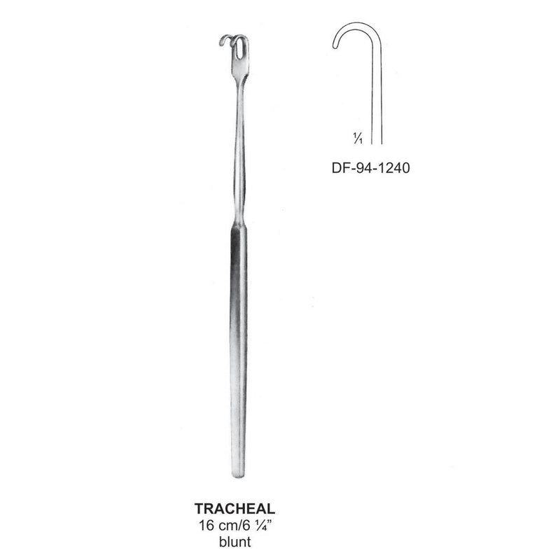 Tracheal Retractors 1 Prong Blunt Small Curve 16cm  (DF-94-1240) by Dr. Frigz