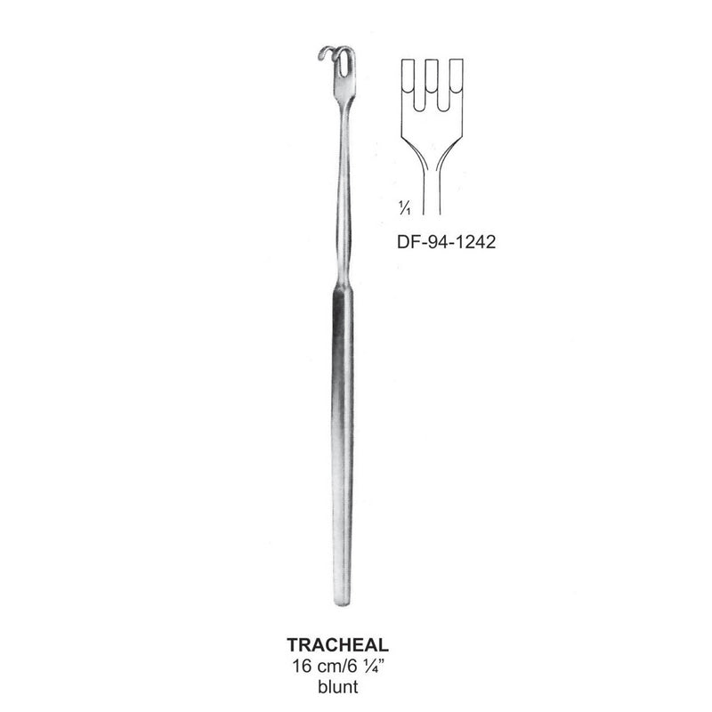 Tracheal Retractors 3 Prong Blunt Small Curved 16cm  (DF-94-1242) by Dr. Frigz