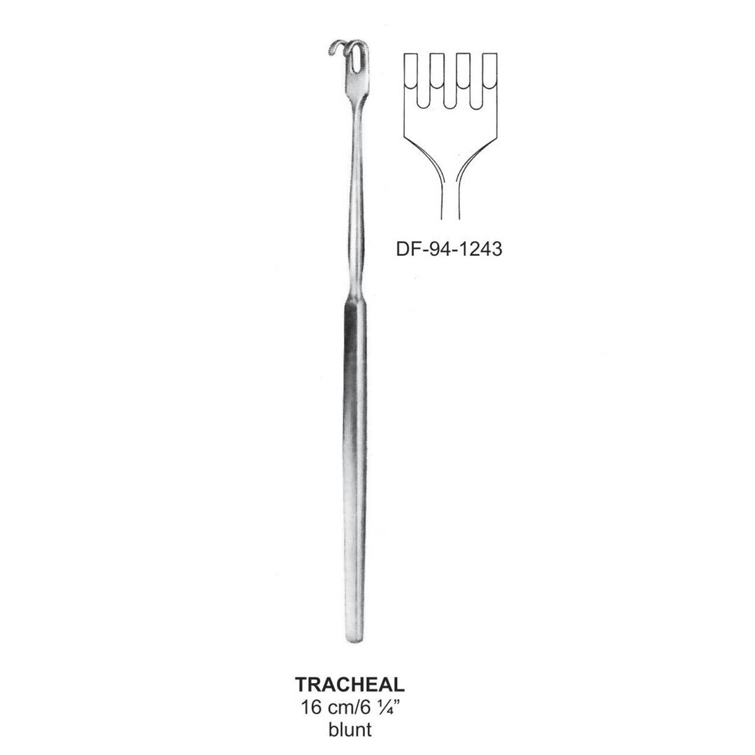 Tracheal Retractors 4 Prong Blunt Small Curved 16cm  (DF-94-1243) by Dr. Frigz