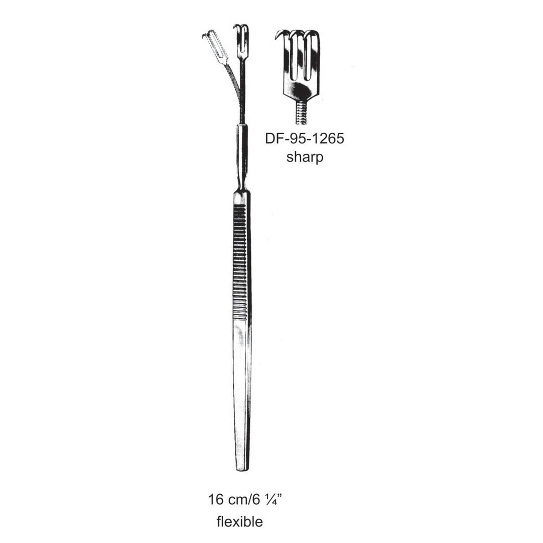 Retractors,Sharp,Flexible,16cm Three Prong  (DF-95-1265) by Dr. Frigz