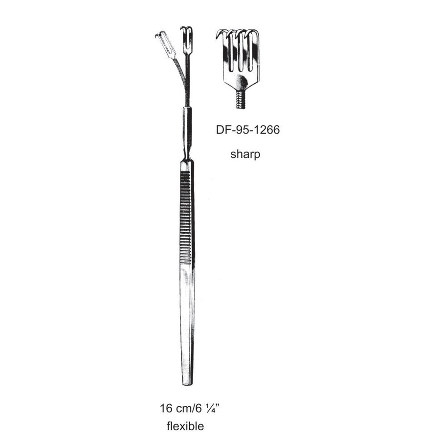 Retractors,Sharp,Flexible,16cm Four Prong  (DF-95-1266) by Dr. Frigz