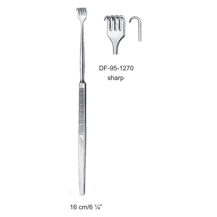 Retractors,Sharp,Flexible,16cm Four Prong  (DF-95-1270) by Dr. Frigz