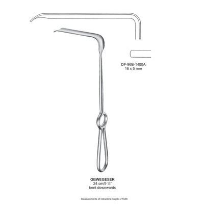 Obwegeser Bent Downwards Retractors 24cm 16X5mm (DF-96B-1400A)