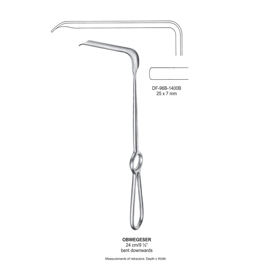 Obwegeser Bent Downwards Retractors 24cm 25X7mm (DF-96B-1400B) by Dr. Frigz