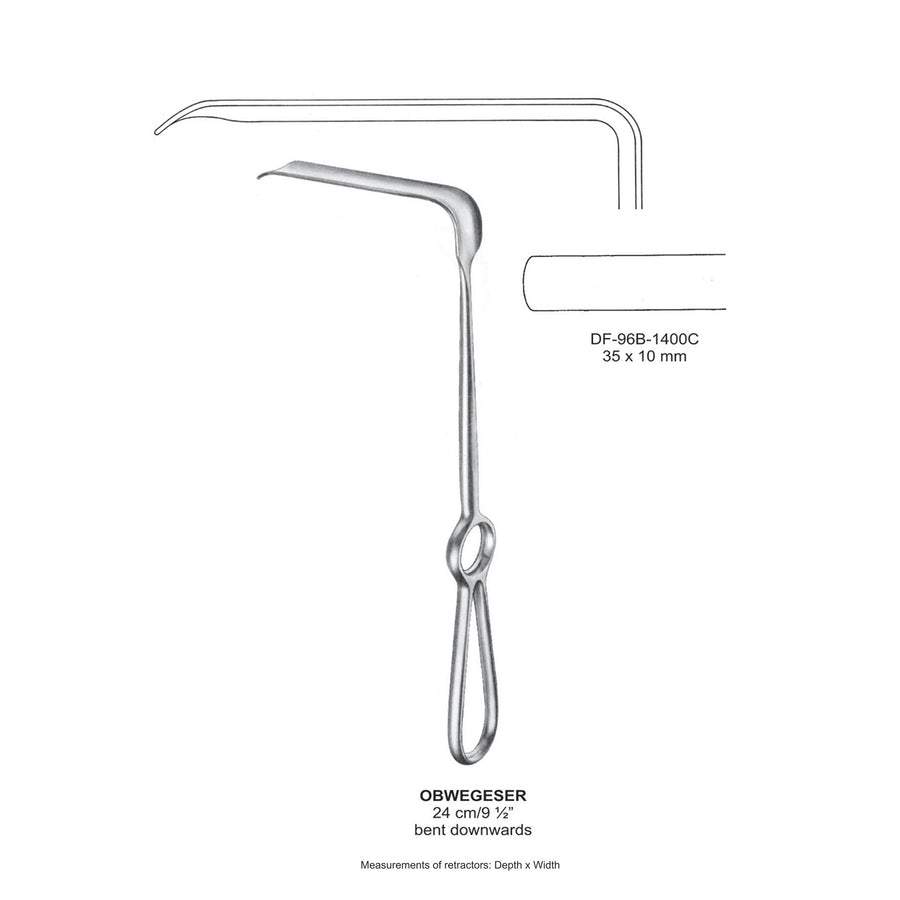 Obwegeser Bent Downwards Retractors 24cm 35X10mm (DF-96B-1400C) by Dr. Frigz
