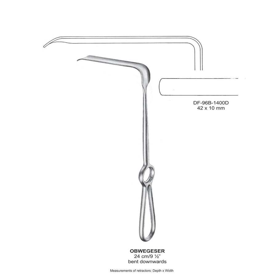 Obwegeser Bent Downwards Retractors 24cm 42X10mm (DF-96B-1400D) by Dr. Frigz