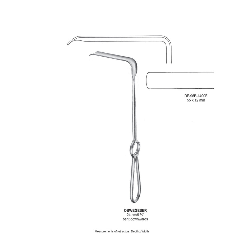 Obwegeser Bent Downwards Retractors 24cm 55X12mm (DF-96B-1400E) by Dr. Frigz