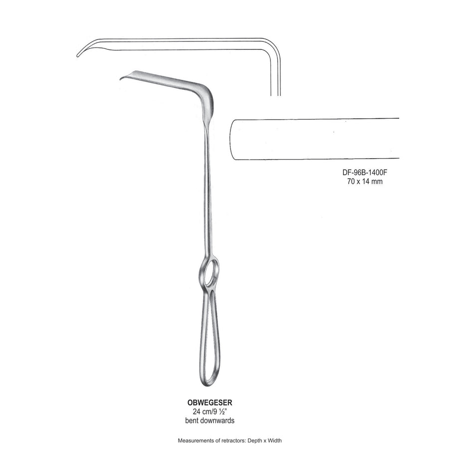 Obwegeser Bent Downwards Retractors 24cm 70X14mm (DF-96B-1400F) by Dr. Frigz