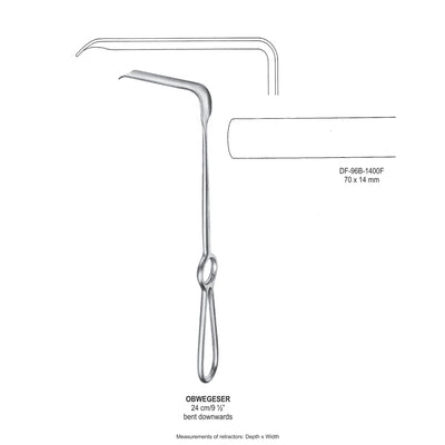 Obwegeser Bent Downwards Retractors 24cm 70X14mm (DF-96B-1400F)