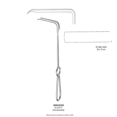 Obwegeser Bent Downwards Retractors 24cm 80X16mm (DF-96B-1400G)