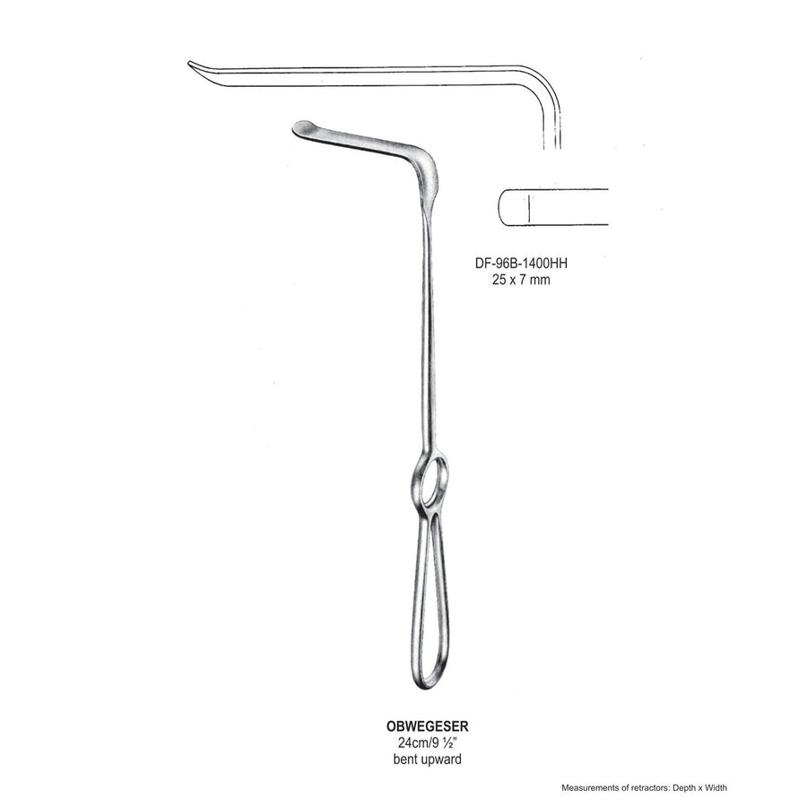 Obwegeser Bent Upward Retractors 24cm 25X7mm (DF-96B-1400Hh) by Dr. Frigz