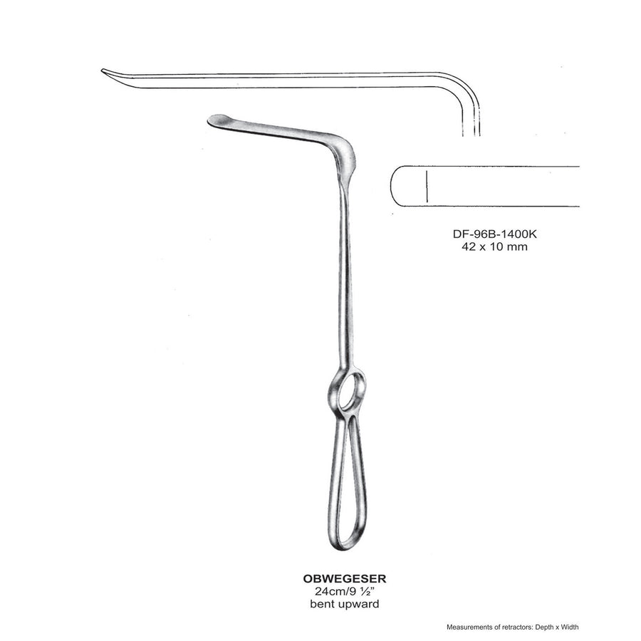 Obwegeser Bent Upward Retractors 24cm 42X10mm (DF-96B-1400K) by Dr. Frigz