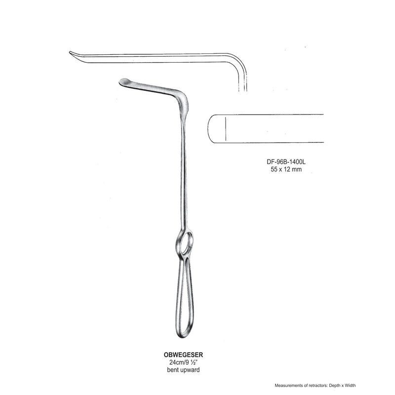 Obwegeser Bent Upward Retractors 24cm 55X12mm (DF-96B-1400L) by Dr. Frigz