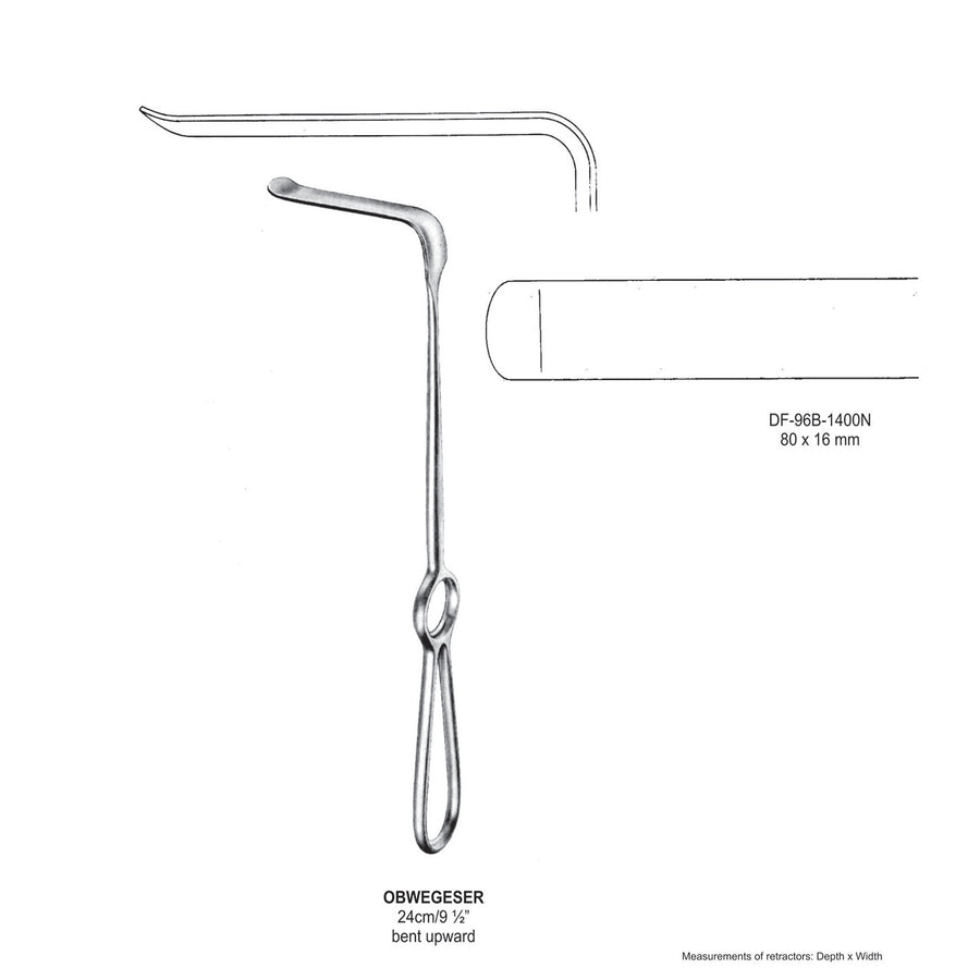 Obwegeser Bent Upward Retractors 24cm 80X16mm (DF-96B-1400N) by Dr. Frigz
