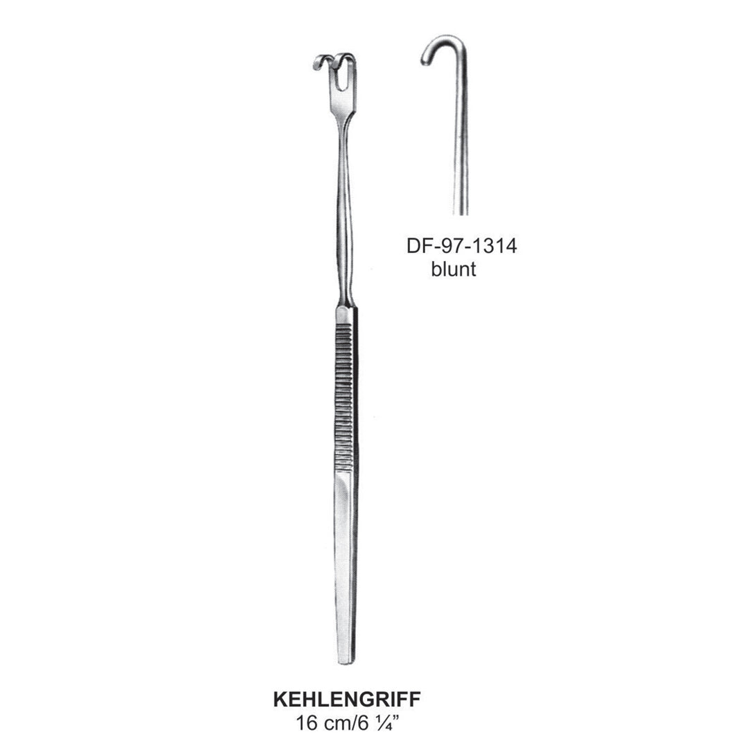 Kehlengriff Retractors Serrated Handle 1 Prong Blunt 16cm  (DF-97-1314) by Dr. Frigz