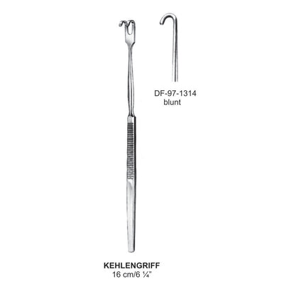 Kehlengriff Retractors Serrated Handle 1 Prong Blunt 16cm  (DF-97-1314)