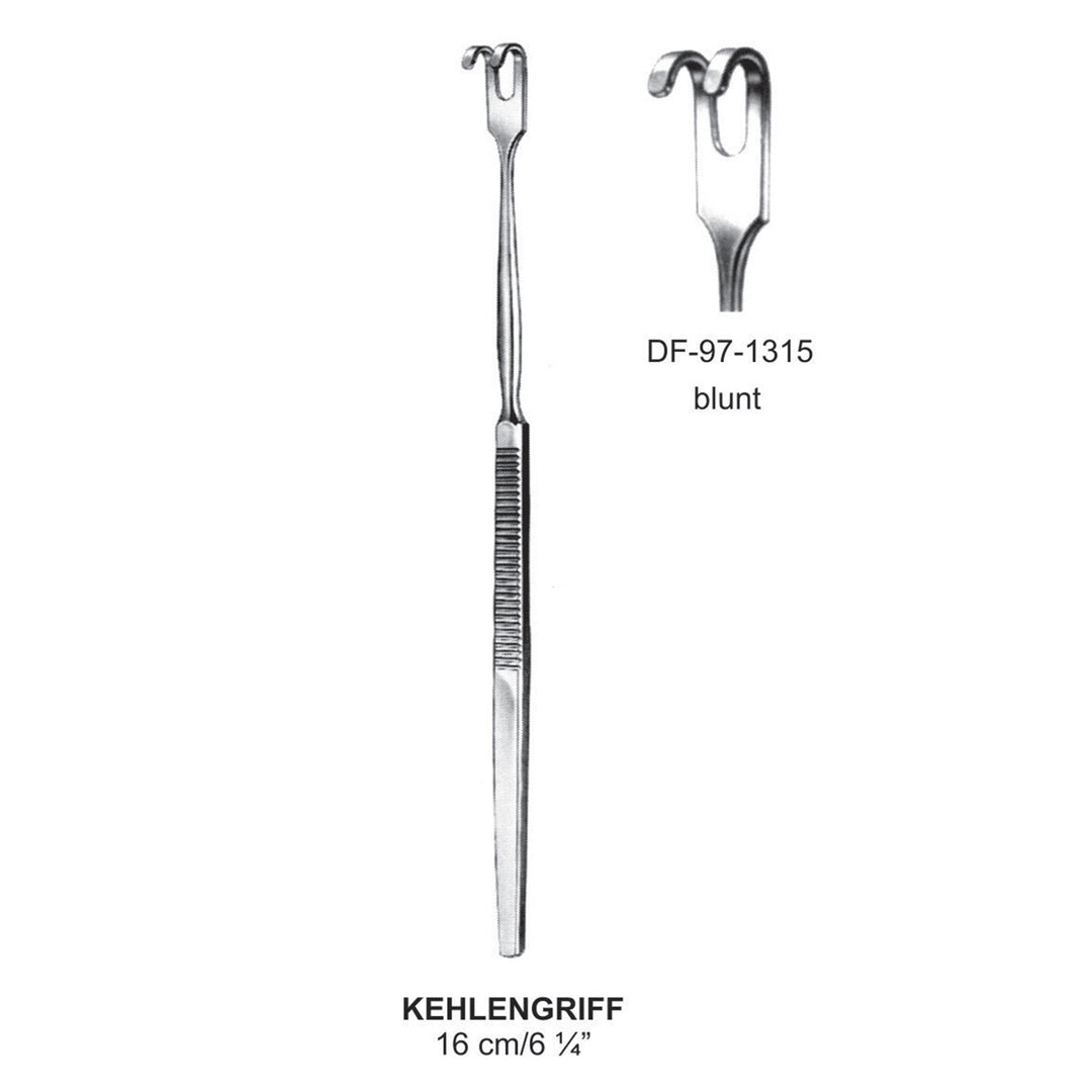Kehlengriff Retractors Serrated Handle 2 Prong Blunt 16cm  (DF-97-1315) by Dr. Frigz