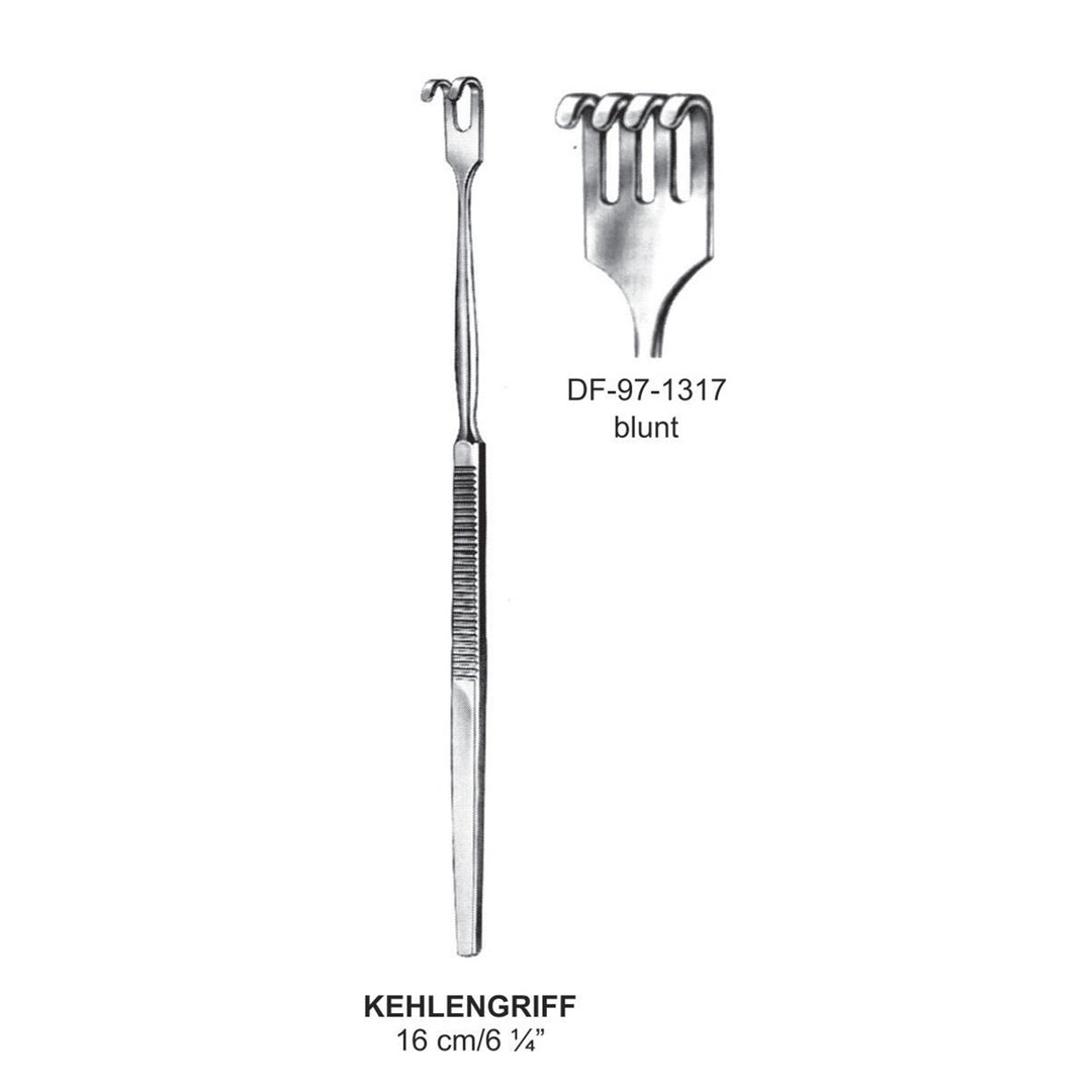 Kehlengriff Retractors Serrated Handle 4 Prong Blunt 16cm  (DF-97-1317) by Dr. Frigz