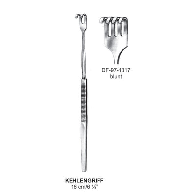 Kehlengriff Retractors Serrated Handle 4 Prong Blunt 16cm  (DF-97-1317)