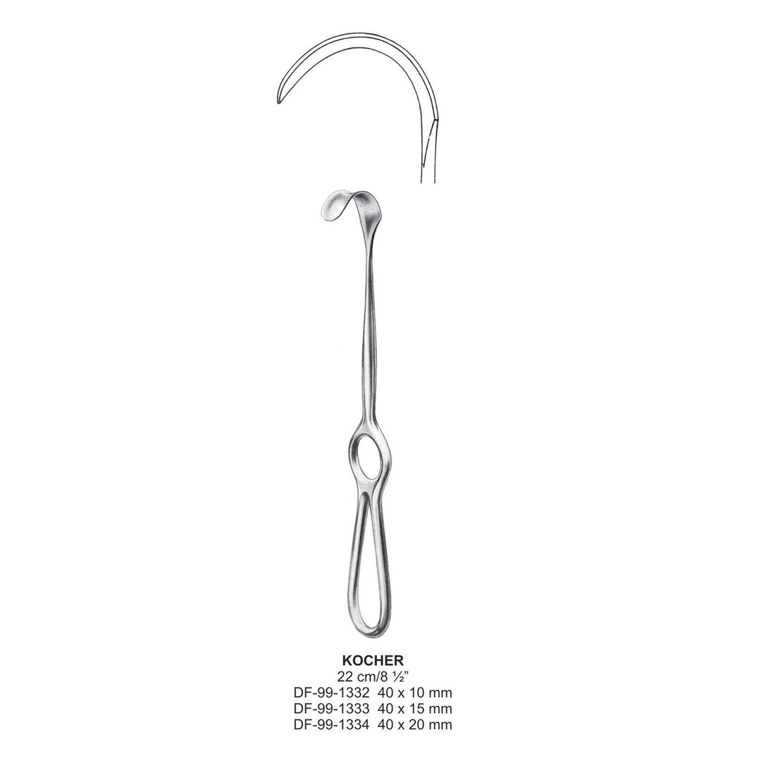 Kocher Retractors 40X10mm , 22cm  (DF-99-1332) by Dr. Frigz