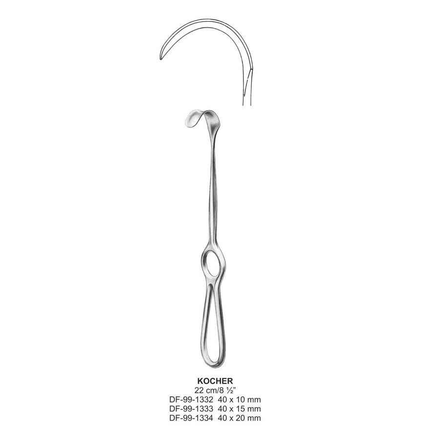 Kocher Retractors 40X10mm , 22cm  (DF-99-1332) by Dr. Frigz