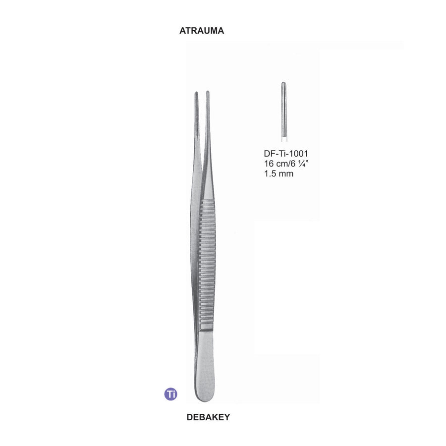 Titanium-Debakey Atrauma Dissecting Forceps, 16Cm, 1.5mm (DF-Ti-1001) by Dr. Frigz