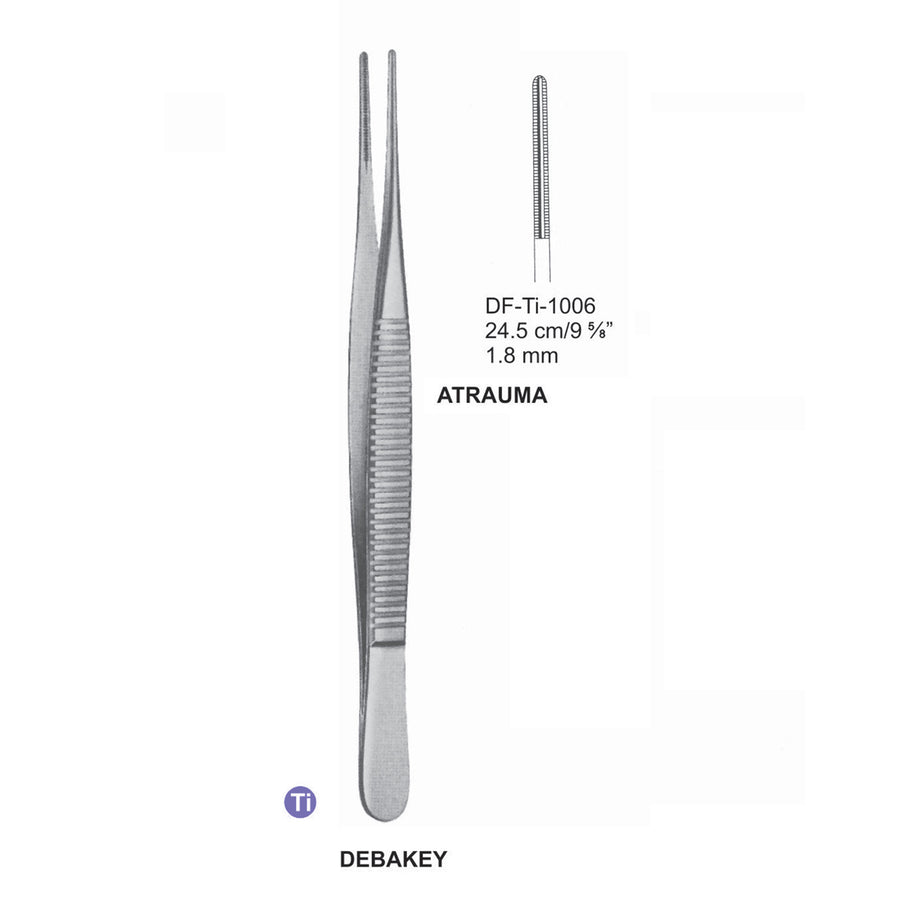 Titanium-Debakey Atrauma Dissecting Forceps, 24.5Cm, 1.8mm (DF-Ti-1006) by Dr. Frigz
