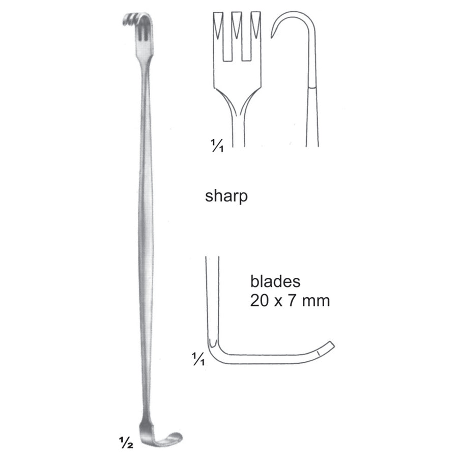 Senn-Miller Retractors Sharp 16cm Blades 20 X 7 mm (E-024-20) by Dr. Frigz