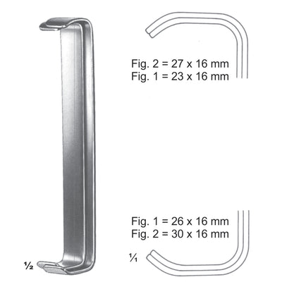 Farabeuf Retractors 15cm Fig 1(23 X 16 Mm),(26 X 16 Mm) Fig 2(27 X 16 Mm),(30 X 16 Mm) (E-092-15)