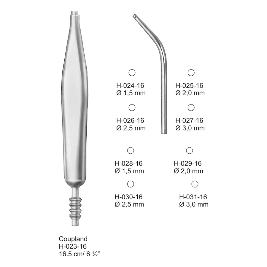 Coupland Suction Cannulas 16.5cm (H-023-16) by Dr. Frigz