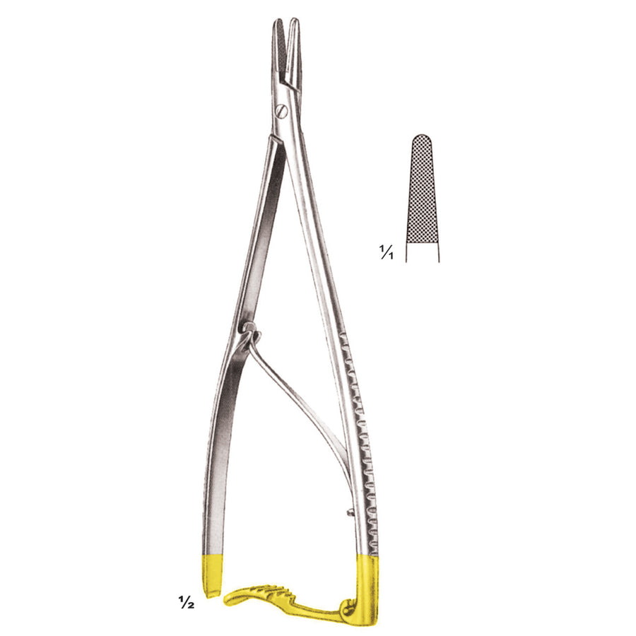 Zweifel Needle Holders Straight Tc 20.5cm With Hinged Retchet, Standard Profile 0.5 mm (I-057-20Tc) by Dr. Frigz