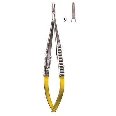 Castroviejo Micro Needle Holders Straight Tc 14.5cm With Lock, Micro Profile 0.3 mm (I-072-14TC)