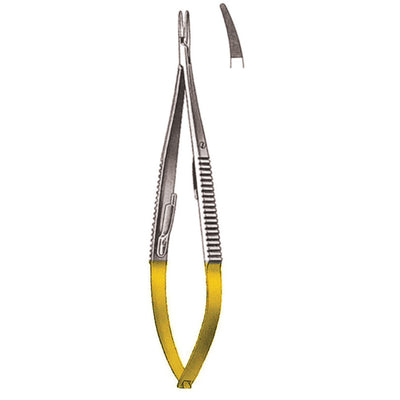 Castroviejo Micro Needle Holders Curved Tc 14.5cm With Lock, Micro Profile 0.3 mm (I-073-14TC)