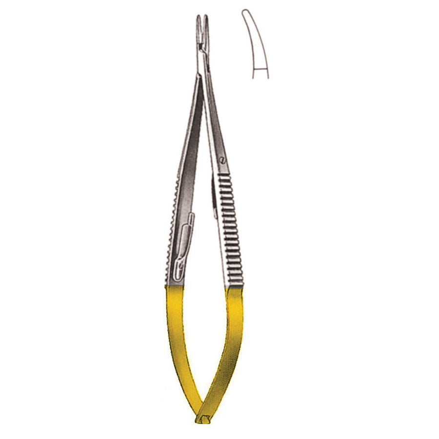 Castroviejo Micro Needle Holders Curved Tc 14.5cm Smooth Jaw 0.3 mm (I-075-14Tc) by Dr. Frigz