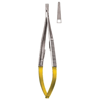 Castroviejo Micro Needle Holders Straight Tc 18cm With Lock, Micro Profile 0.3 mm (I-076-18TC)