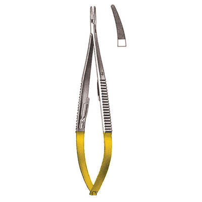 Castroviejo Micro Needle Holders Curved Tc 18cm With Lock, Micro Profile 0.3 mm (I-077-18TC)