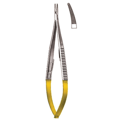 Castroviejo Micro Needle Holders Curved Tc 21.5cm With Lock, Micro Profile 0.3 mm (I-079-21TC)