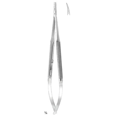Micro Needle Holders Curved 15cm With Lock, Stainless Steel, Diamond Coated Jaw 11 X 0.4 mm (I-089-15)