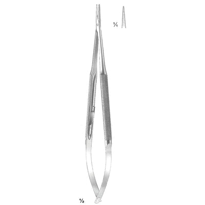 Micro Needle Holders Straight 18cm With Lock, Stainless Steel, Diamond Coated Jaw 11 X 0.4 mm (I-092-15)