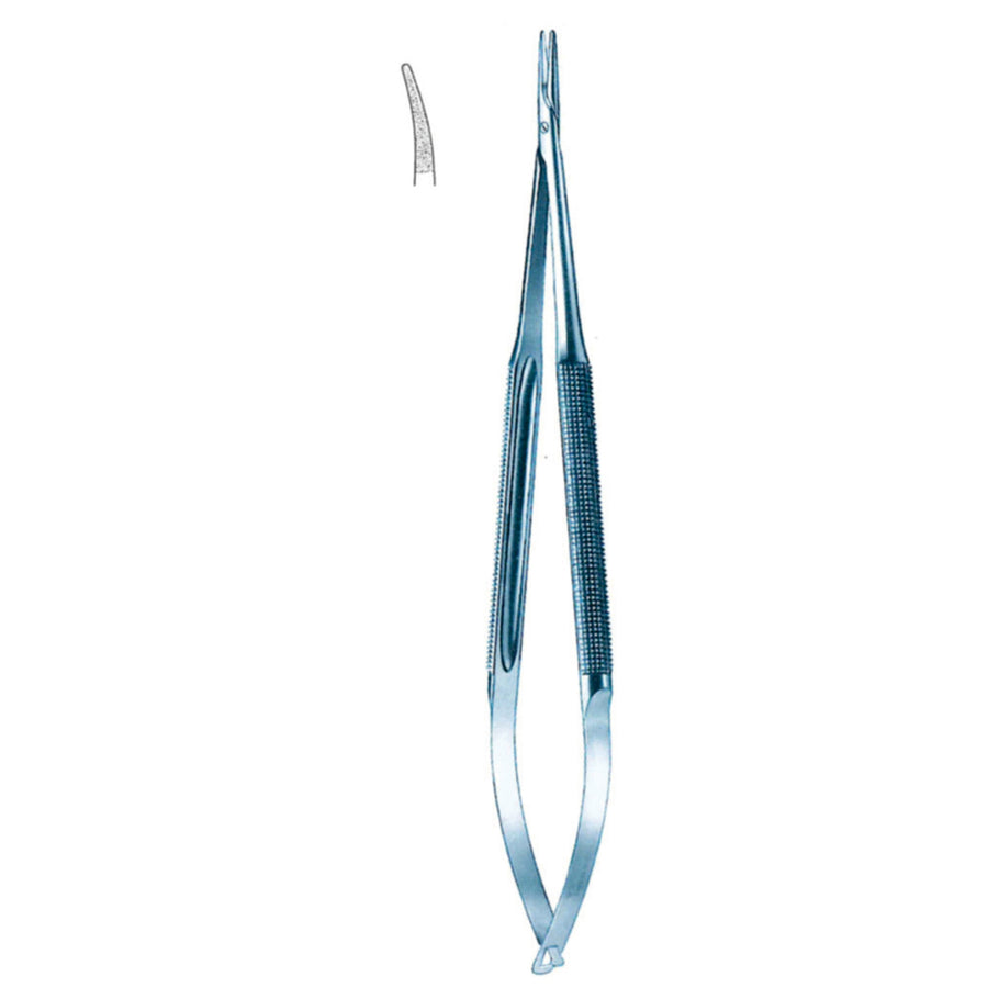 Micro Needle Holders Curved Ti 18cm With Lock, Diamond Coated Jaw 11 X 0.8 mm (I-101-18) by Dr. Frigz