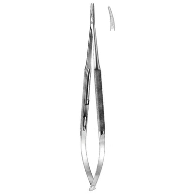 Micro Needle Holders Curved 15cm Without Lock, Stainless Steel, Diamond Coated Jaw 11,0 X 0,8 mm (I-111-15) by Dr. Frigz