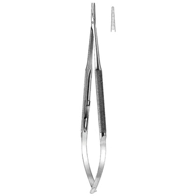Micro Needle Holders Straight 18cm Without Lock, Stainless Steel, Diamond Coated Jaw 11,0 X 0,8 mm (I-114-18) by Dr. Frigz